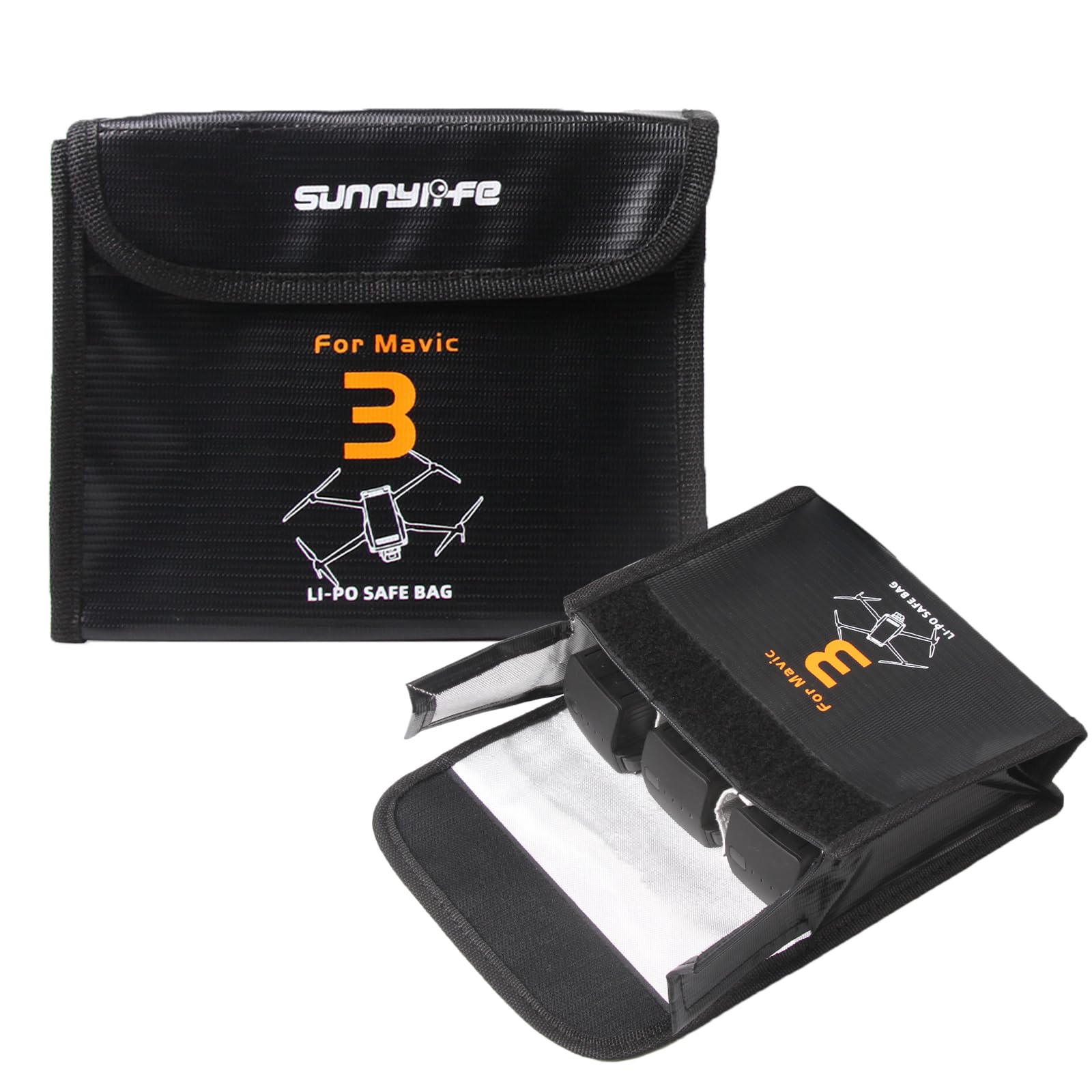Sinyutia Mavic 3 Pro Battery Bag, Fireproof Explosion-Proof Lipo Batteries Protection Storage Lipo Case for DJI Mavic 3 / Mavic 3 Classic/Mavic 3 Pro Accessories (Large (for 3pcs batteries))