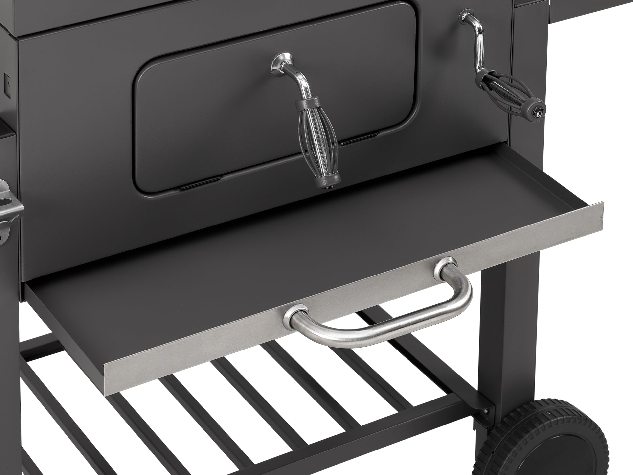 Koll Living Holzkohlegrill Lyv | Grillwagen mit Deckel, Thermometer & höhenverstellbarer Kohlewanne für optimale Hitzesteuerung | Seitenablage & Rollen