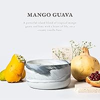 Vista 2 de Vela perfumada de mango y guayaba, cera de soja natural de 14.8 onzas, 3 mechas, larga duración con tarro de cerámica resistente al calor, velas