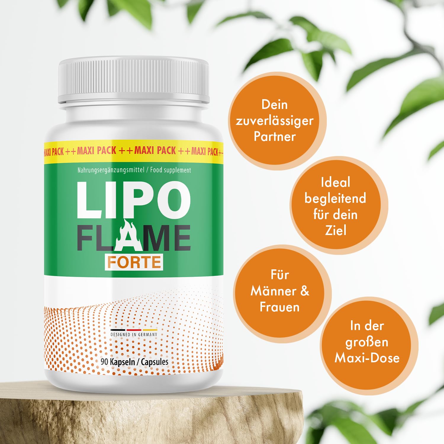 Lipo Flame Forte Kapseln | Für Männer & Frauen | 90 Kapseln