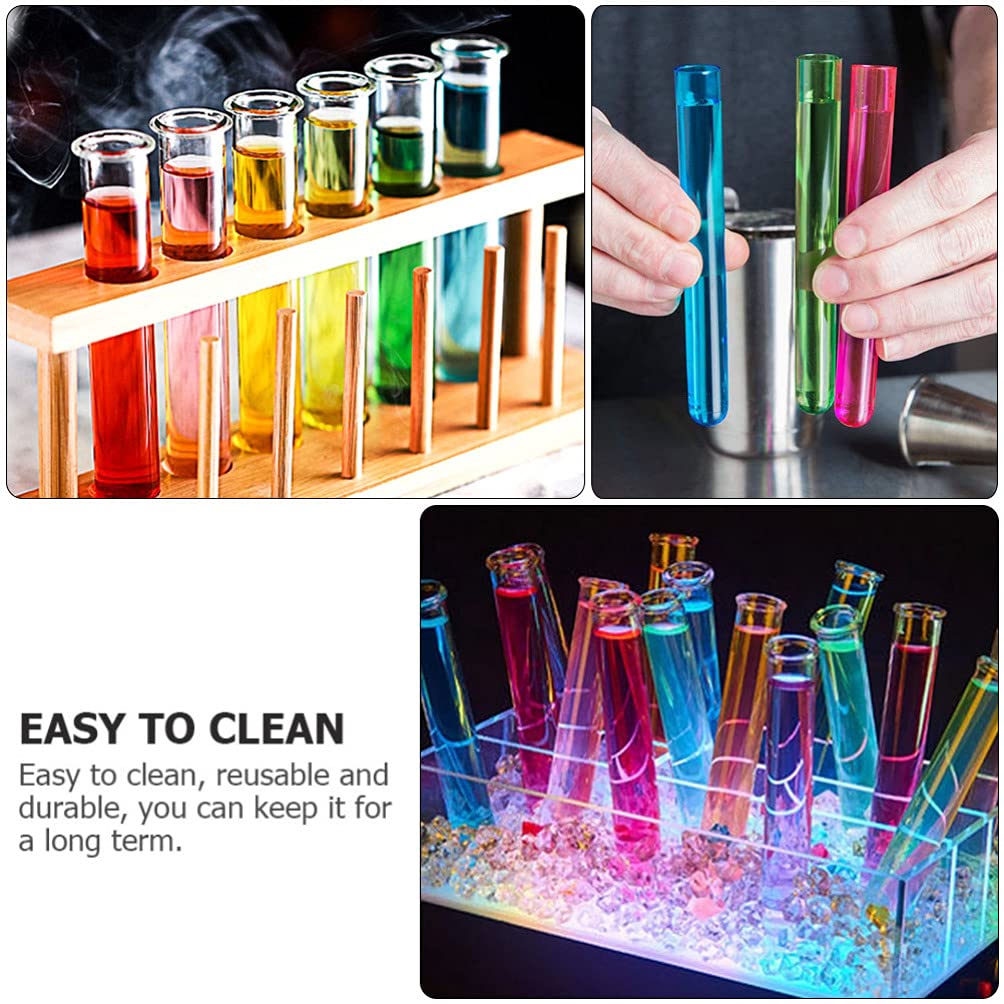 przezroczysty pojemnik na probówki testowe, 10 sztuk probówek koktajlowych plastikowe probówki koktajlowe probówki naukowe do baru KTV akcesoria barmańskie(12X2CM)