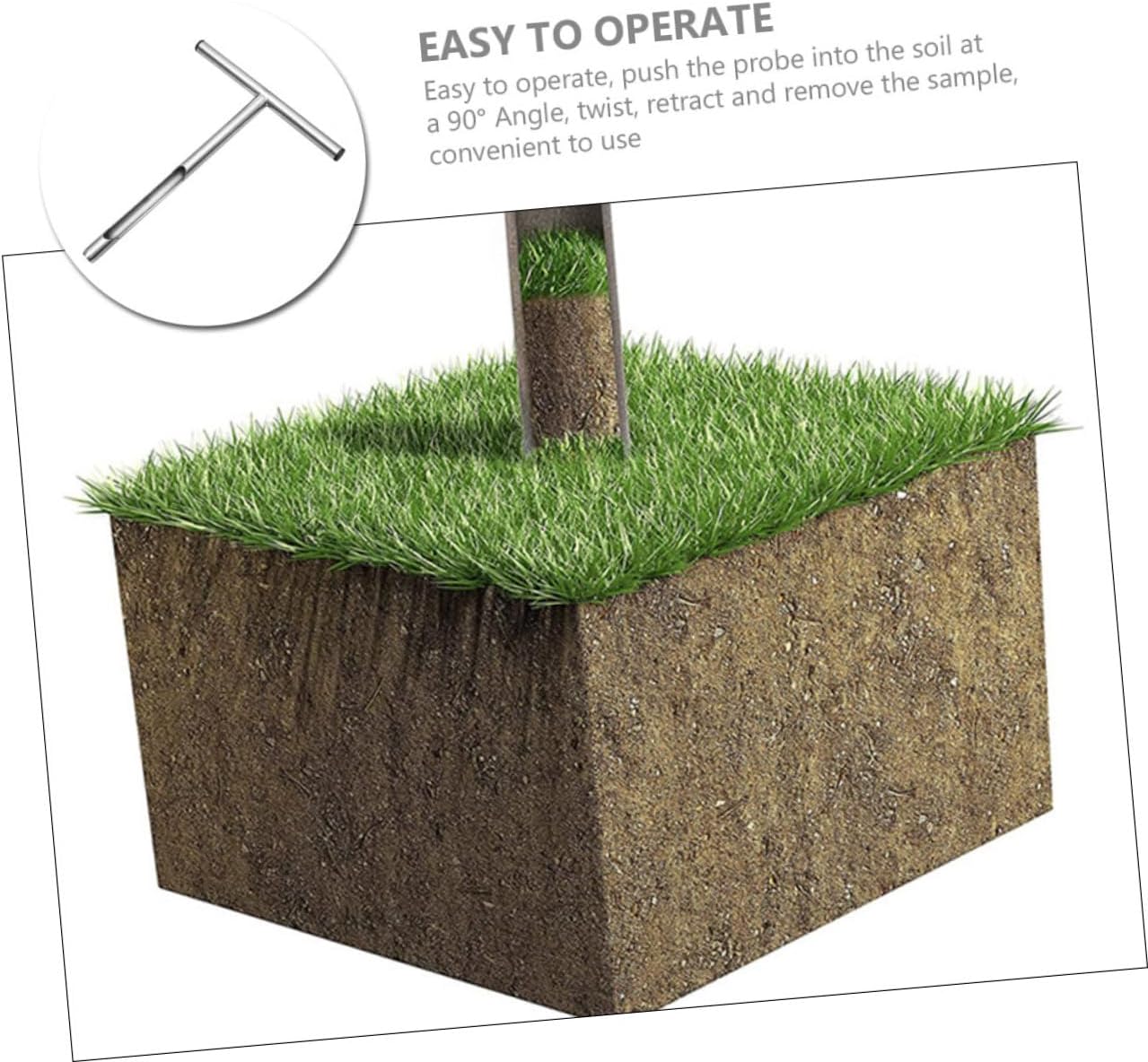 Stainless Steel Soil Sampler Probe Ergonomic T-Handle for Easy Soil Sampling Gardens and Lawns Resistant Tool