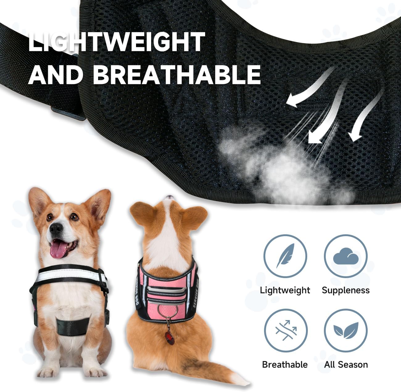 Service Dog Vest+Service Dog Tag+6 Patches, Bestalk Lightweight in Training Dog Harness, Reflective Do Not Pet Dog Vests with Soft Padded Handle for Small, Medium, Large Dogs