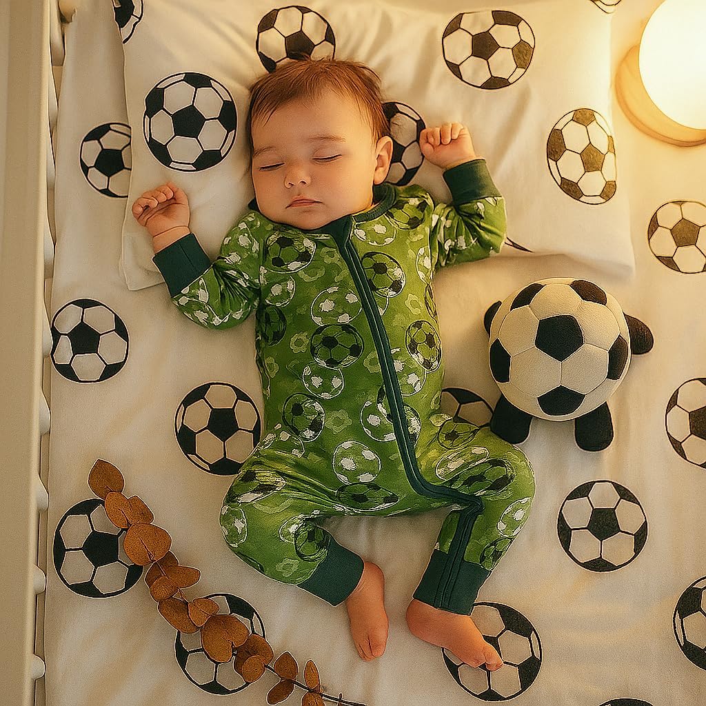 Chichoo Rayon from Bamboo Baby Pajamas Boy 2pack Baseball Football Infant 2 Way Zipper Pjs Romper Newborn Footless Sleeper