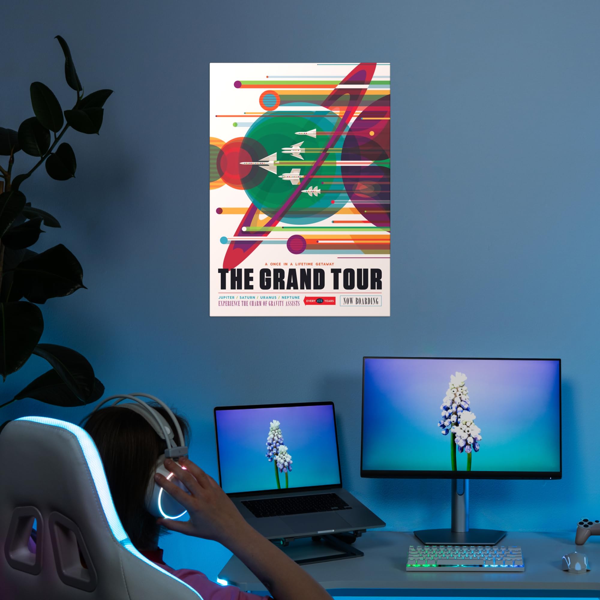 Displate Offiziell NASA MetallPoster Magnetische Befestigung Inklusive Lizenziert Bilder Hochwertiges Poster - Jpl Space Travel Posters - The Grand Tour Poster 45 cm x 32 cm