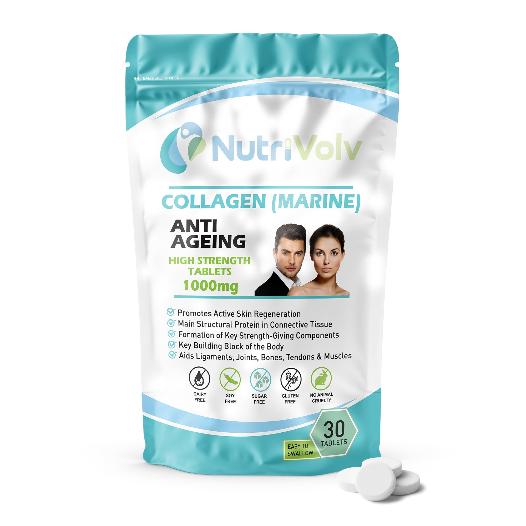 Collagen (Marine) 1000mg - Skin Anti Ageing Tissue Joints Bones - 30 Tablets