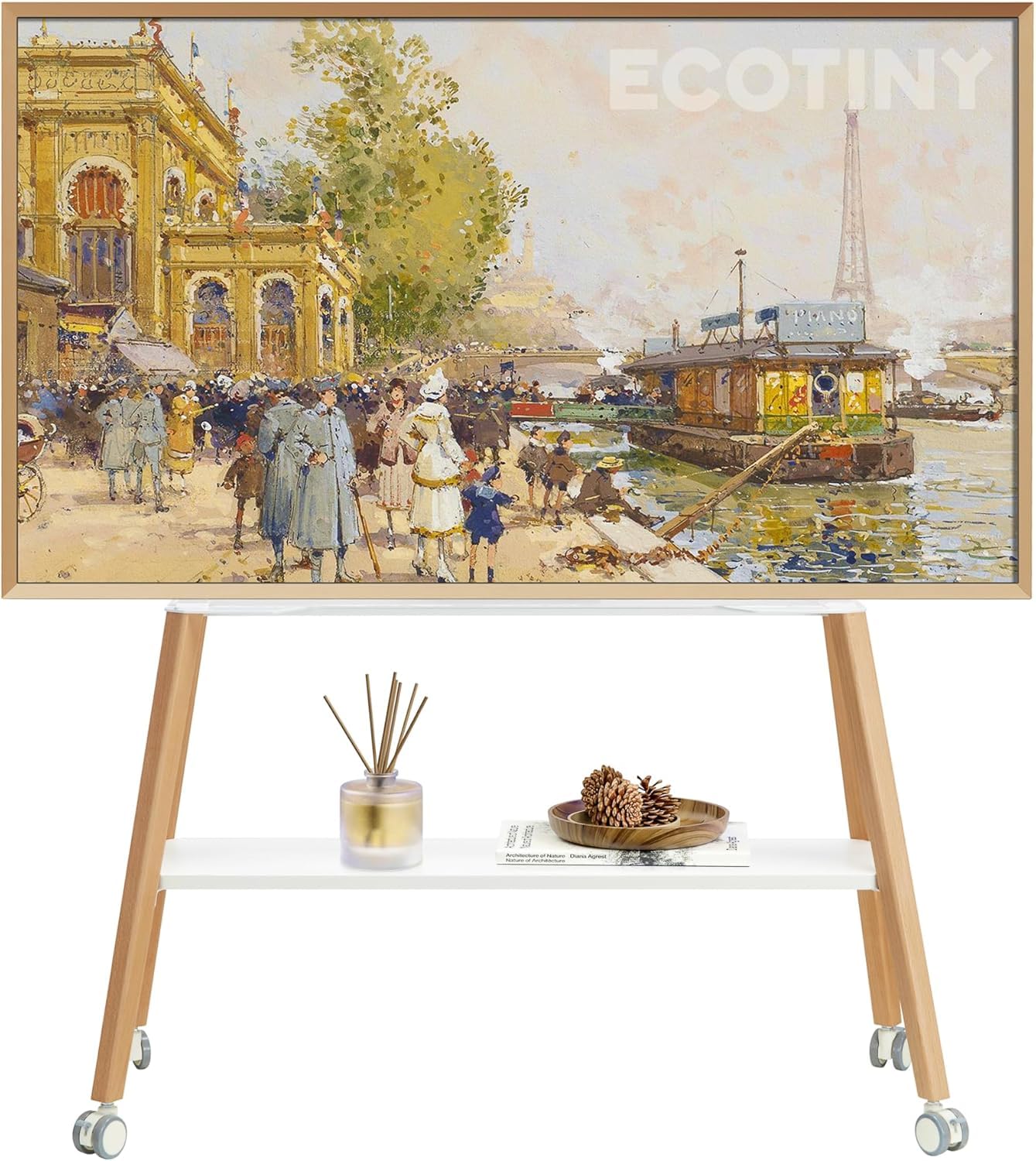 ECOTINY TV Ständer mit Rollen für 49 bis 75 Zoll TV bis zu 40 kg