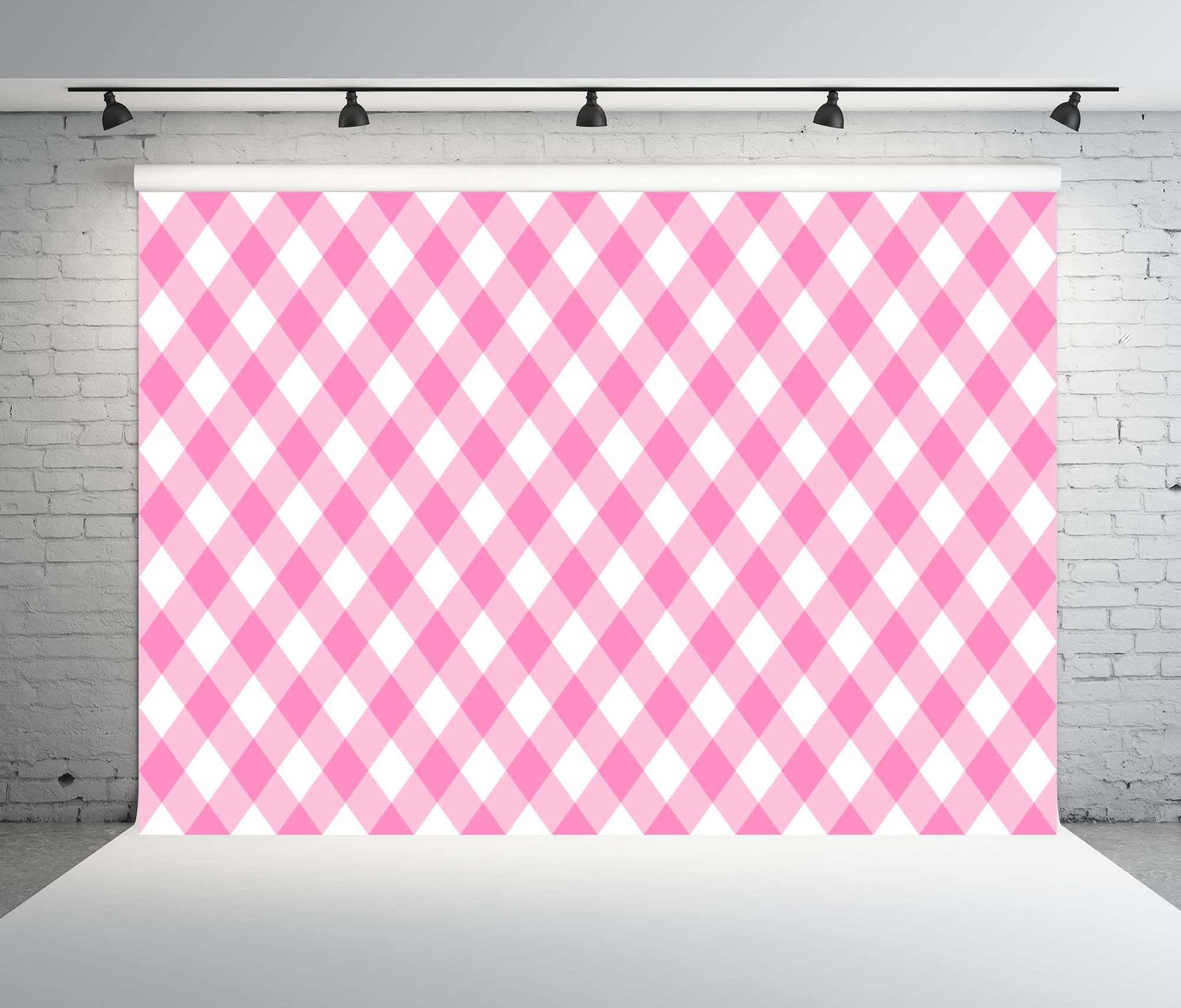 BELECO 3x2.5m Tela Cuadros Rosa Blanco Fondo
