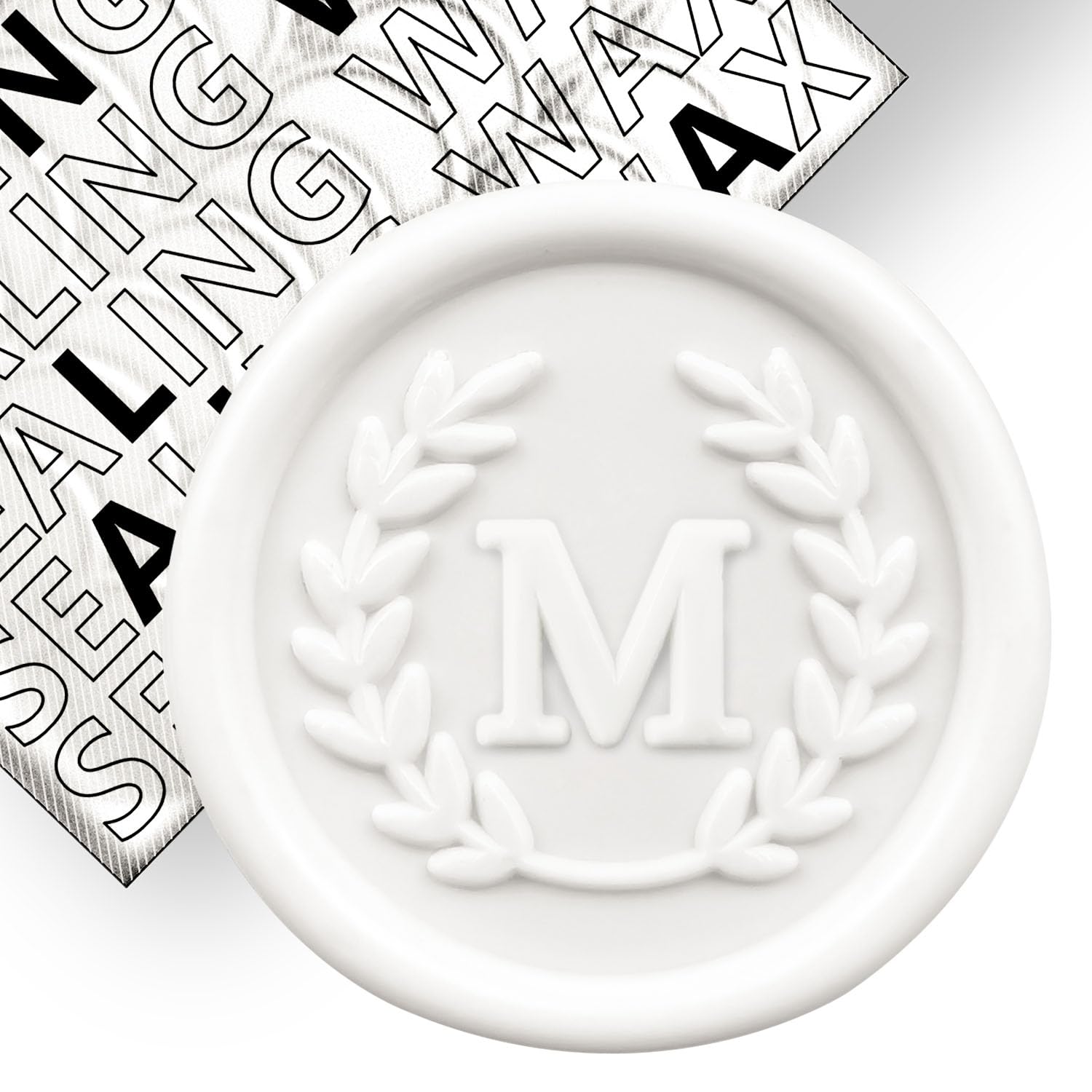 50Pcs White Letter M Adhesive Wax Seal Stickers, Hand-Made, No Need Seal Stamp, Tear and Use Wax Stickers for Wedding Invitations, Envelopes, Christmas Gift