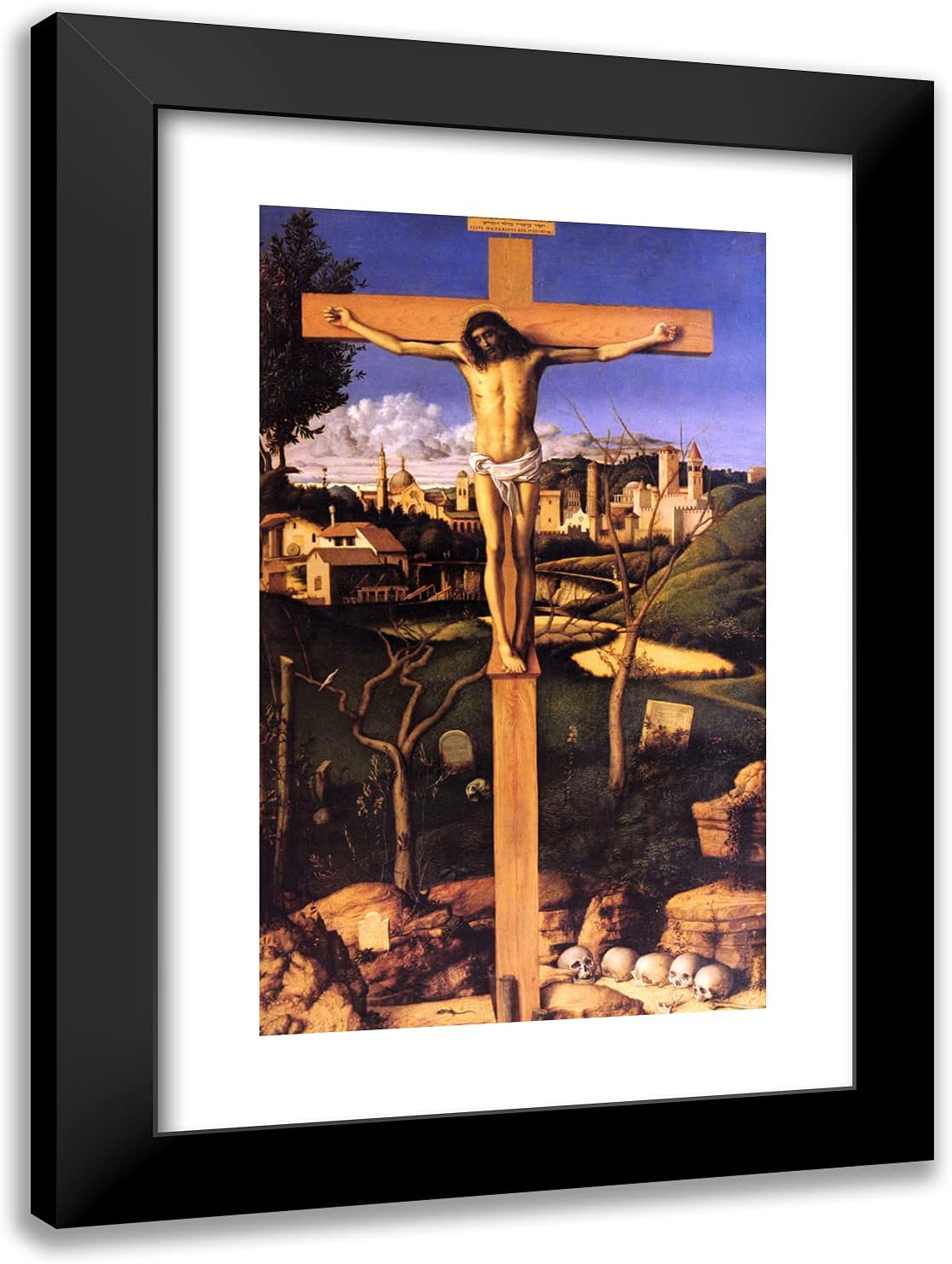 ArtDirect Bellini, Giovanni 18x24 Gold Ornate Framed Art Print with Double Matting Titled: The Crucifixion
