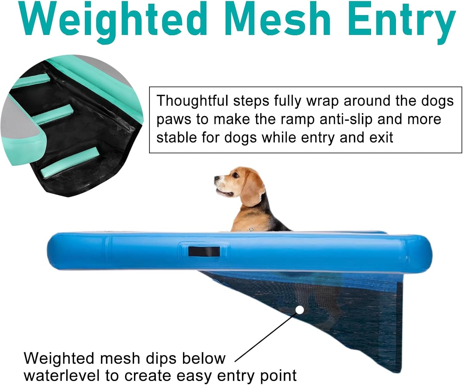 ERRULAN 60×40" Dog Pool Ramp for Dogs Up to 230 LBS, Inflatable Dog Water Plank, Non-Slip EVA Floating Dock Dogs Boat Ladder for Pools, Boats, Docks, Sea and Lake(Red)