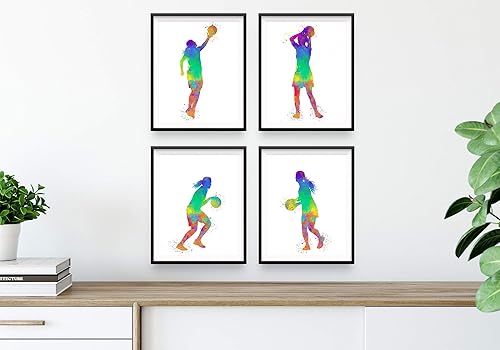 Miniatura 7 de Female Basketball Player Sport Abstract Wall Art Prints 8x10 Set of 4, Gift for Woman Basketball Player Coach Referee or Fan, Teen Girl Bedroom Club
