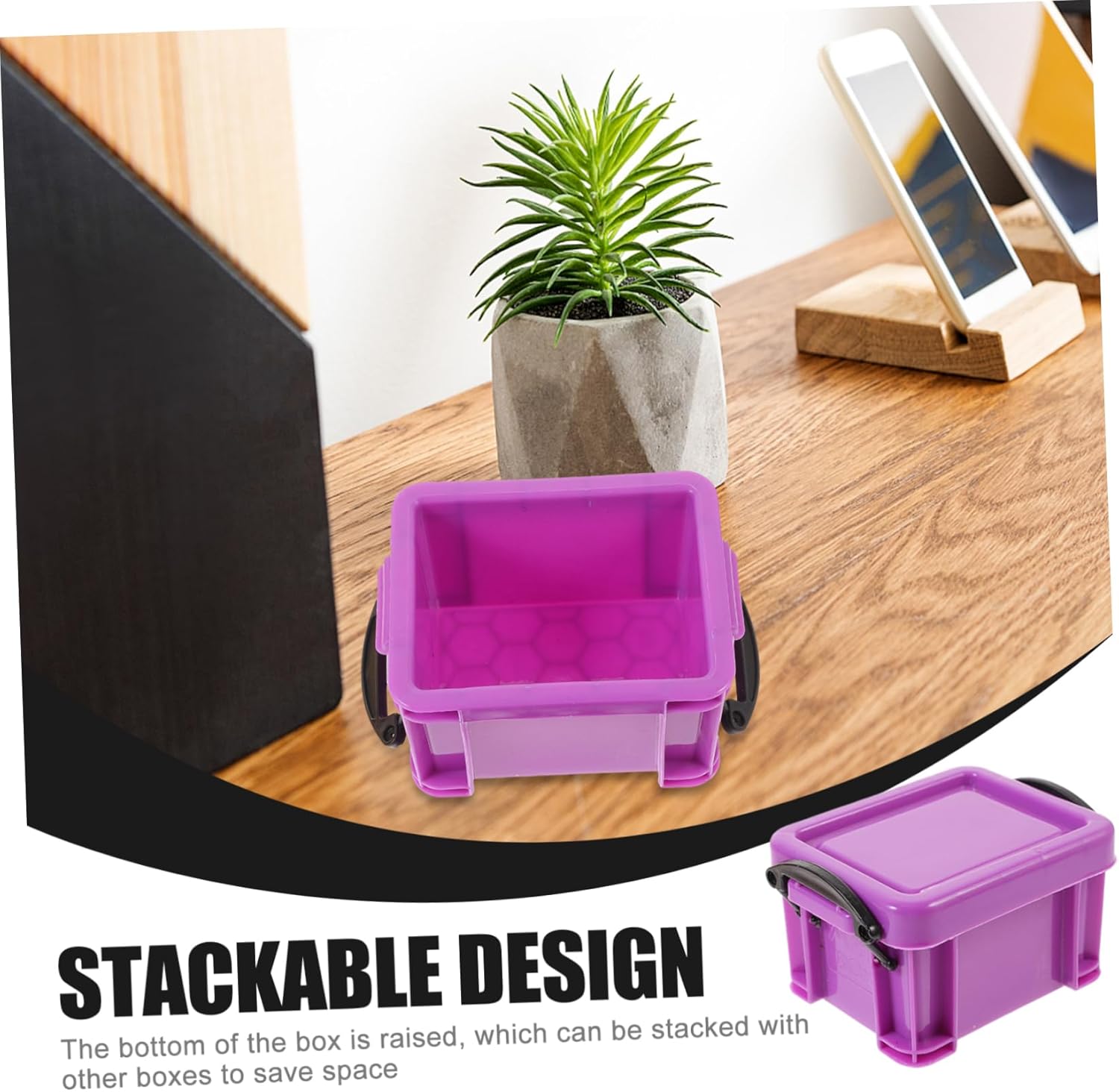 HOMSFOU 9pcs Stackable Mini Storage Boxes Plastic Jars Lids for Craft Accessories Earrings Necklaces Bracelets