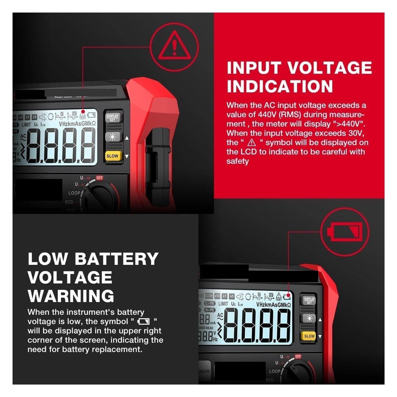 Multimetro digitale, Tester Per Interruttori Di Dispersione, Misuratore Resistenza Digitale LCD, RCD/loop, Memorizzazione Dati Voltmetro 1000, Megaohmmetro,per auto,elettricisti professionisti