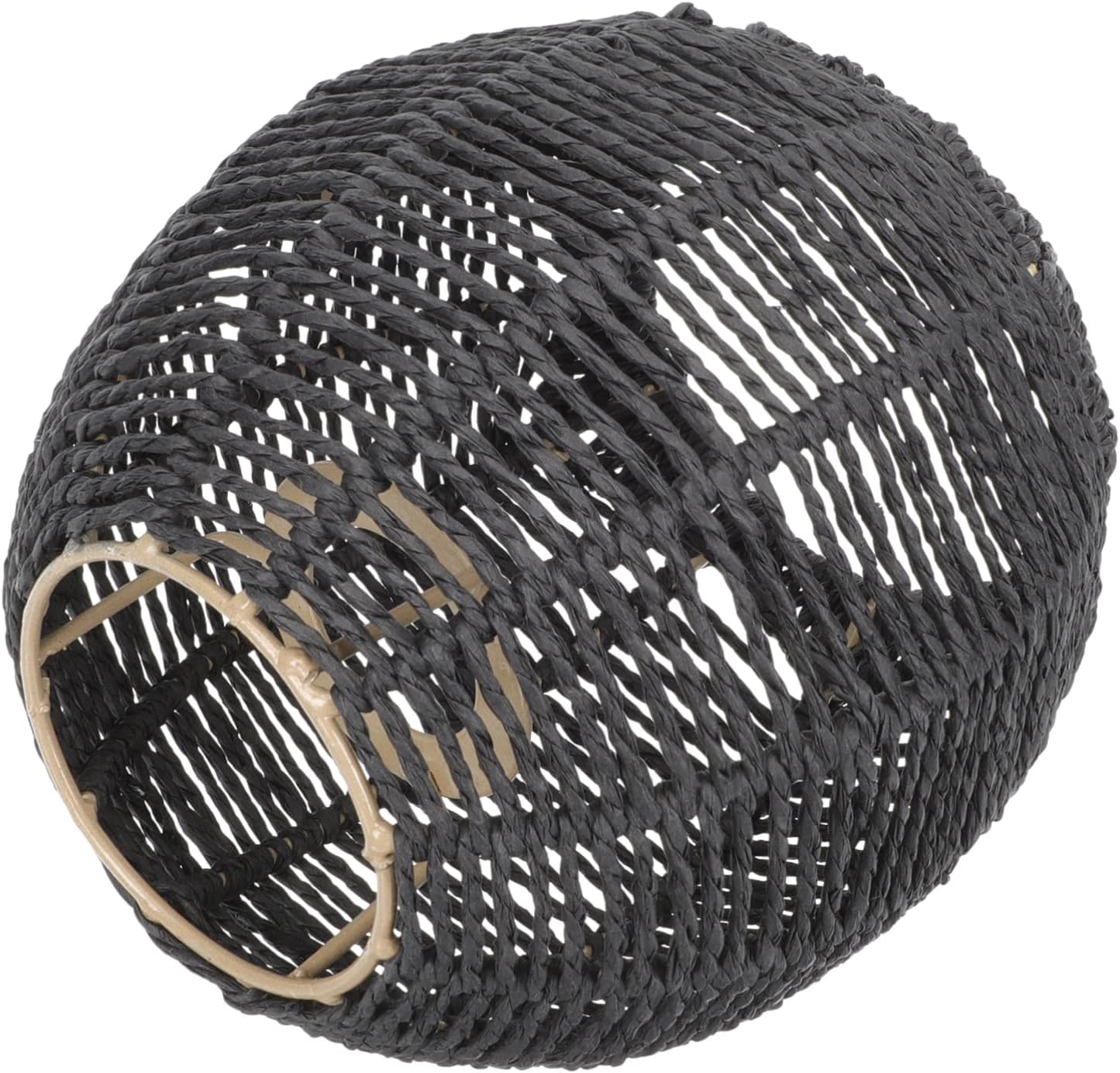 Woven Pendant Lamp Shade Vintage Basket Chandelier Lamp Shade Weave Light Bulb Cage Guard Handmade Wall Light Cover Lighting Fixture Black