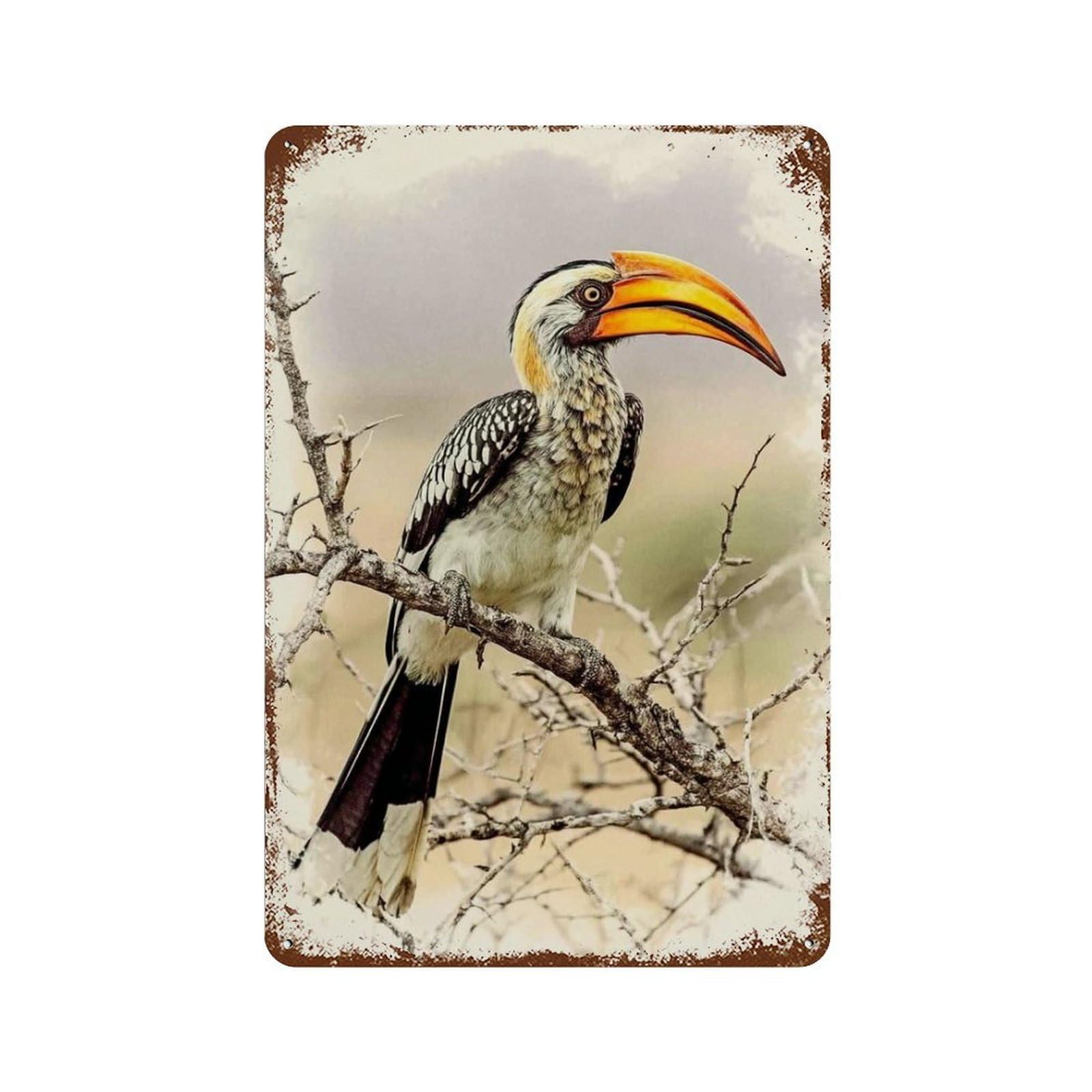 Tropical Bird Perched Branch Retro Metal Sign 11.8"x7.9", Classic Wall Plaque for Basement, Hobby Room And Garage Decor