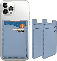 Vista 12 de Tarjetero de cuero para teléfono, soporte elástico para tarjetas de crédito para funda de teléfono, paquete de 2 unidades, color blanco