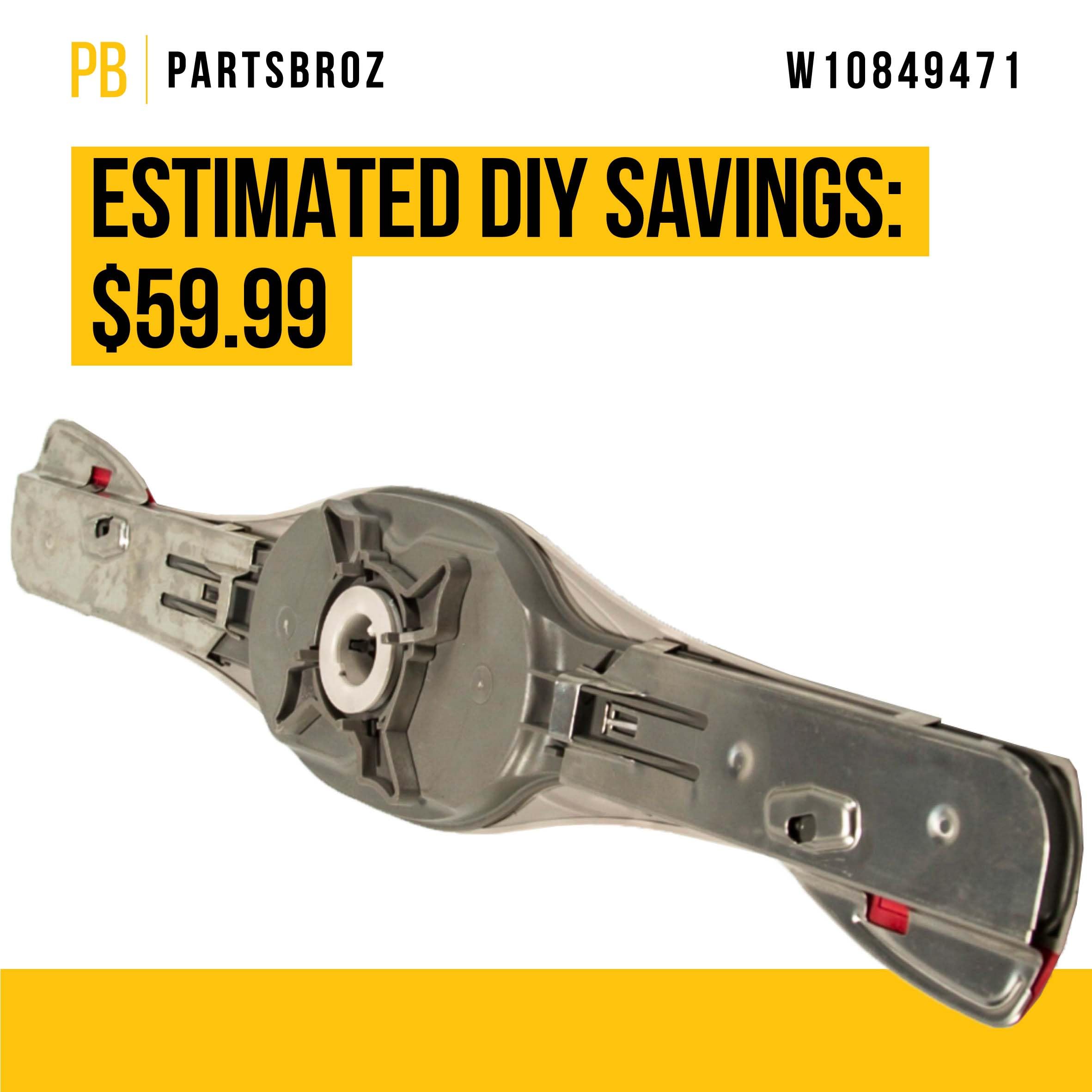 W10849471 - Conjunto de brazo de lavado inferior para lavavajillas, sustituye a AP5989680, 4383701, PS11731118, W10500354
