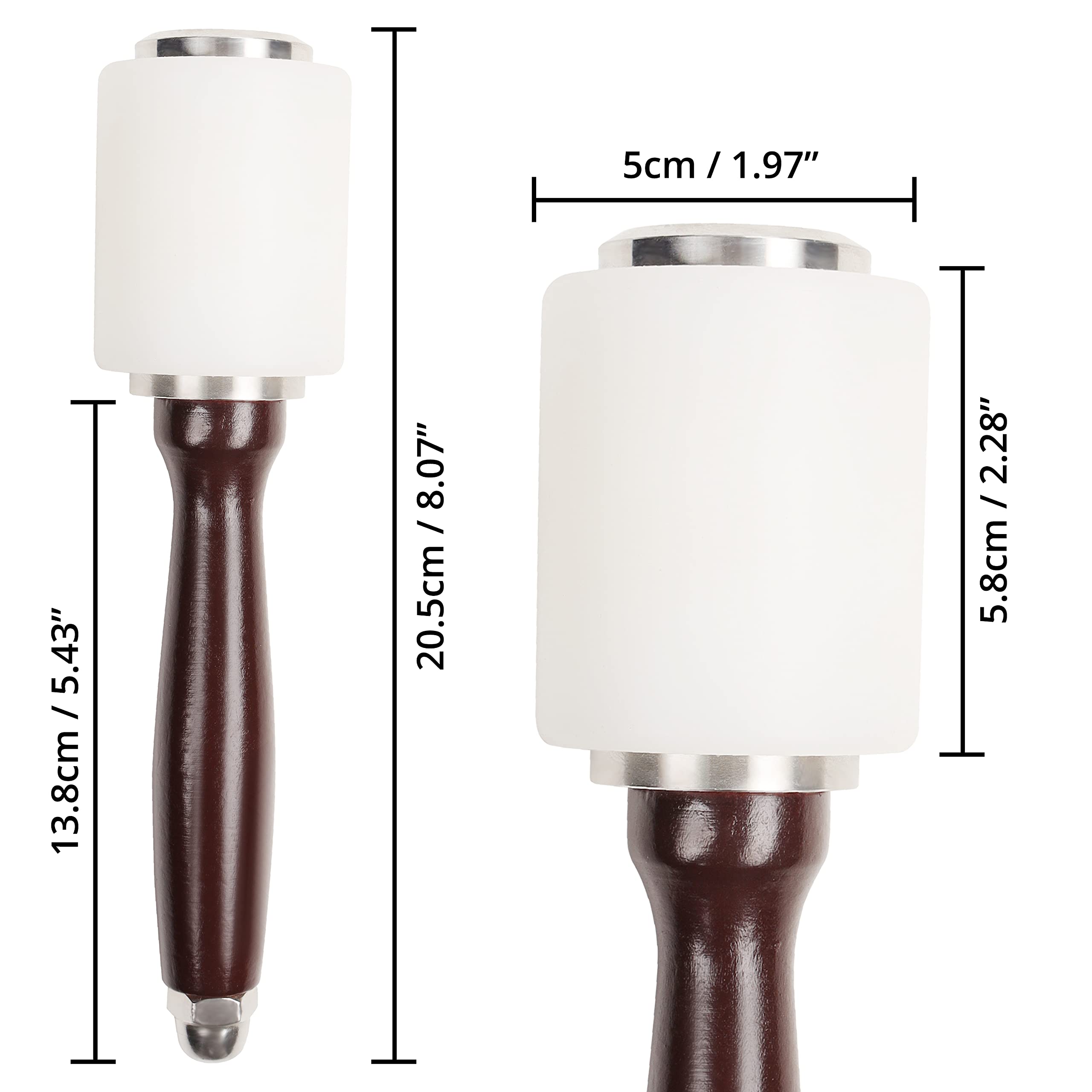 Martillo Nylon para Cuero 20,5 cm – Mazo Goma de Nailon con Mango de Madera para Tallar – Coser Cuero, Artesanía en Piel, Tallado, Perforar y Estampar – Kit Herramientas Manualidades