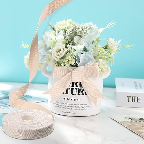 Miniatura 4 de 2 rollos20 yardas, correas de algodón de 1 pulgada para decoración de manualidades, cinta de costura pesada, bolsas de envoltura para el hogar,
