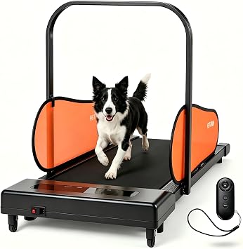 GYMAX Dog Treadmills for Small/Medium Dogs - 243 LBS Pet Runner with Remote, LED Monitor, Adjustable Incline, Preset Programs & Wheels, Dog Running Machine for Indoor Exercise Orange