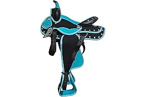 SILVERLINE Premium 12'' Synthetic Western Saddle with Tack for Kids, Blue