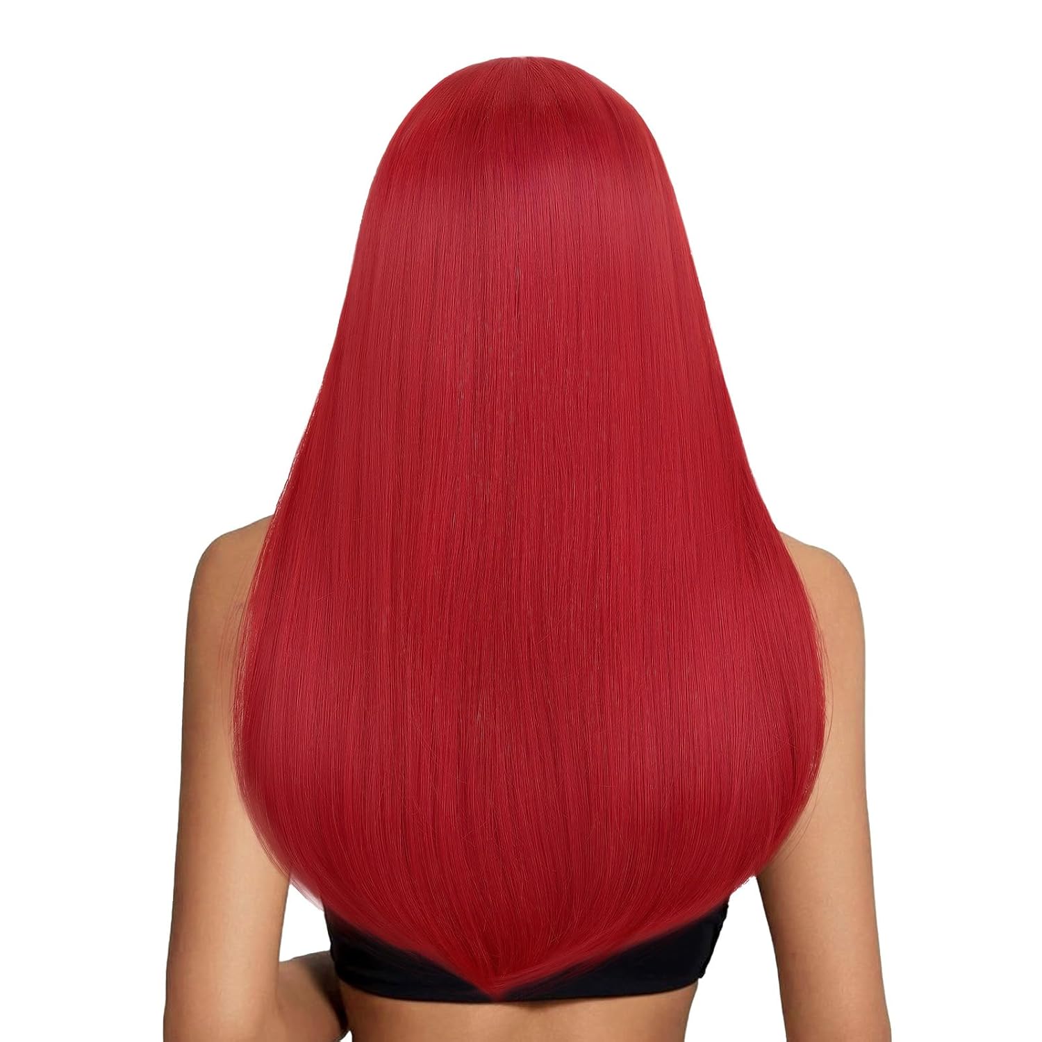 SUKRI Red Wig with Bangs Long Straight Wigs for Women Red Natural Looking Hair Synthetic Heat Resistant Womens Wig for Daily Party Cosplay Use 22 Inch - Image 5