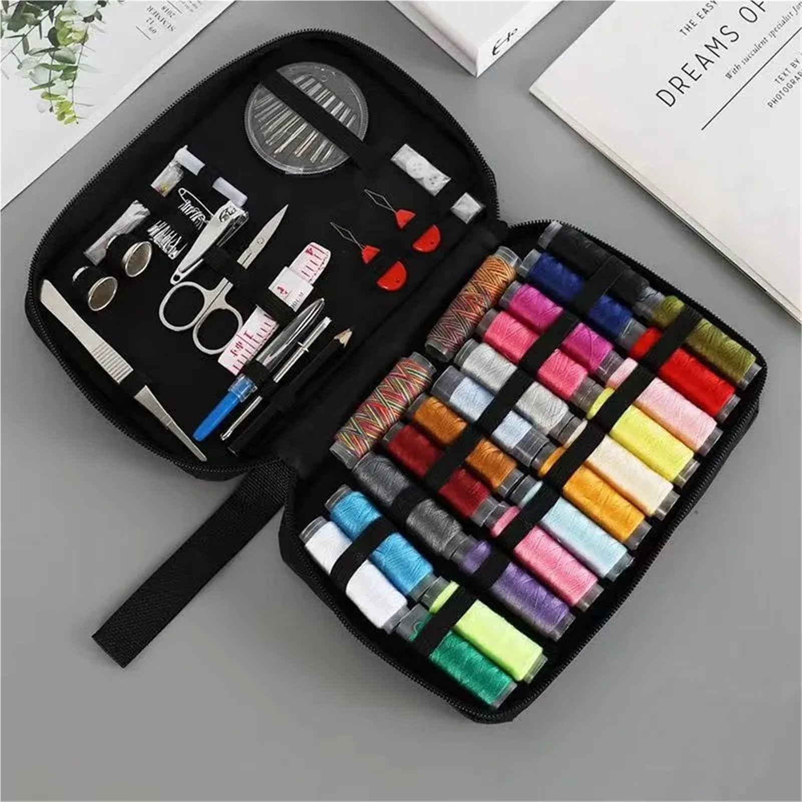Caja de costura Kit compañero portátil, caja multifuncional, juego completo herramientas for el hogar