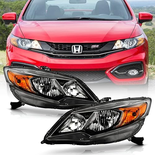 ACANII - For Honda Civic 2-Door Coupe 2014-2015 Factory Style Headlights Headlamps Replacement Driver & Passenger Side
