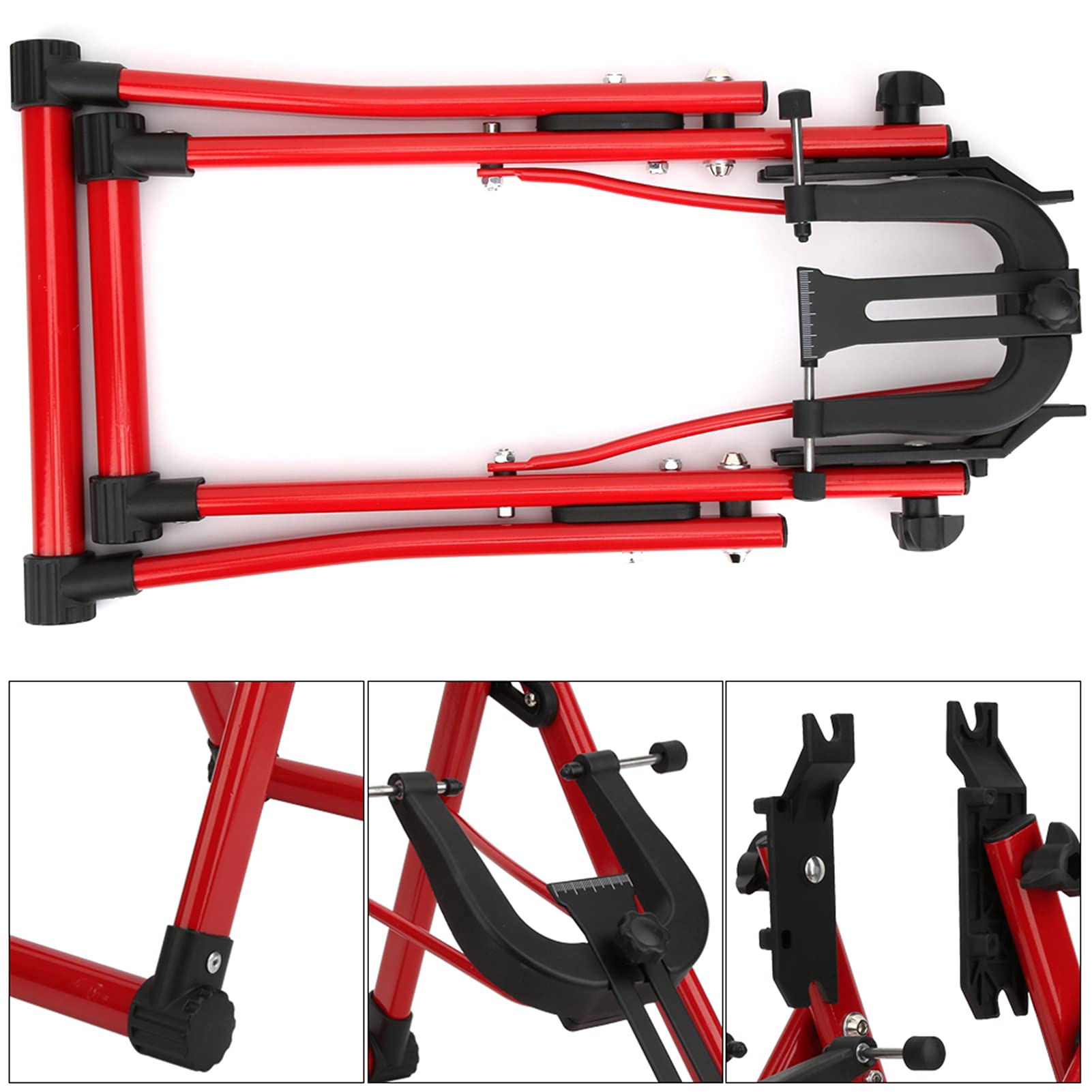 Bike Repair Tool, Aluminium Alloy Red Simple Convenient Bicycle Wheel Truing Stand Home Bike Repair Maintenance Support Tool Accessory