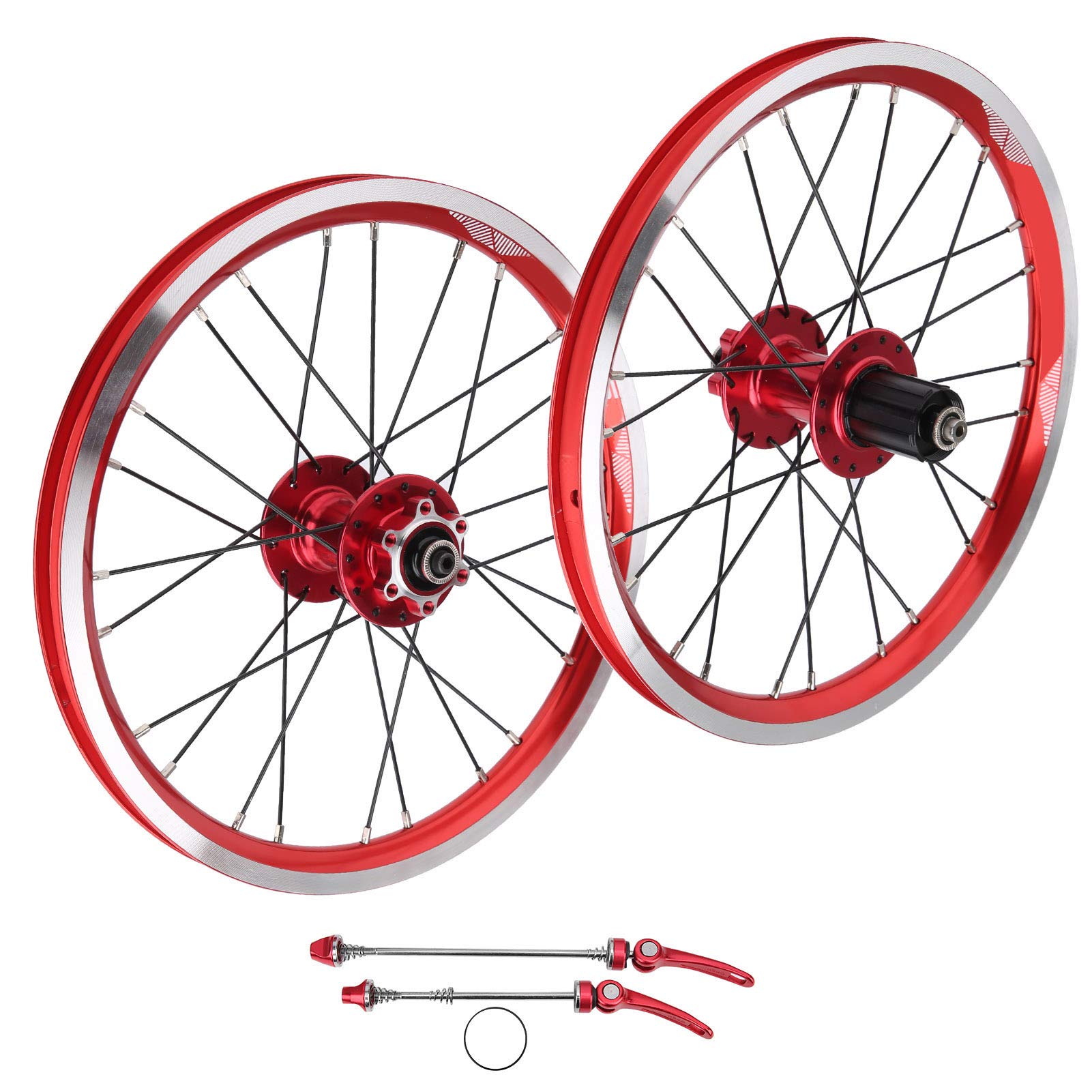 26" Alloy Mountain Disc Double Wall, Mountain Bike Wheelset 16in 305 Disc Brake 11 Speed 6 Nail Bearing Compatible for V Brake(Red) Bicycles & Parts Bicycle & Parts