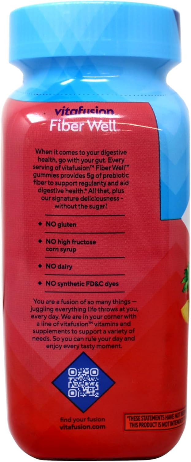 VitaFusion, Fiber Well Gummies, Fiber Supplement, Assorted Flavors - 90 gummies, Pack of 4