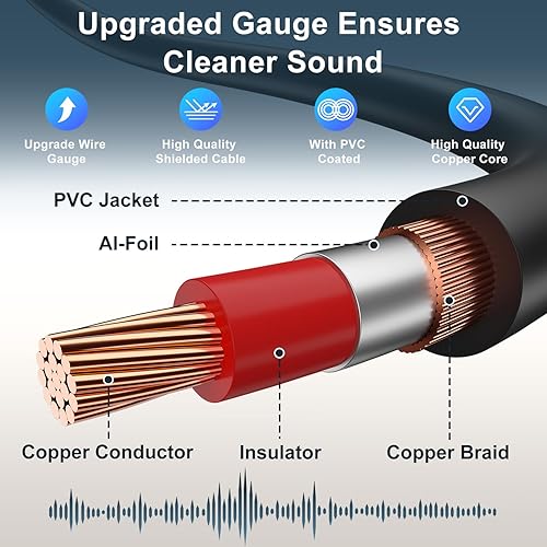 Miniatura 6 de J&D 2 cables de extensión RCA, cable RCA, carcasa de cobre chapada en oro, resistente, 2 RCA macho a hembra, cable de extensión de audio estéreo, 6