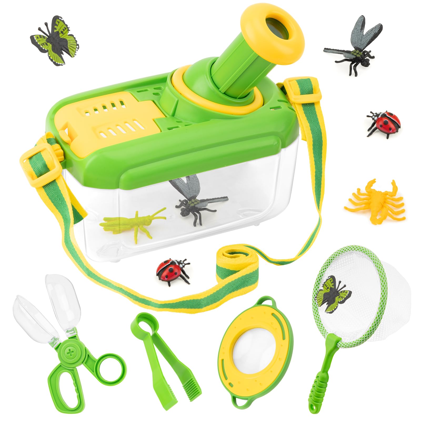 Kit Cattura Insetti Per Bambini Explorer, 10 Pezzi Con Lente D'Ingrandimento, Rete, Gabbia E Schede Identificazione, Gioco Educativo Outdoor