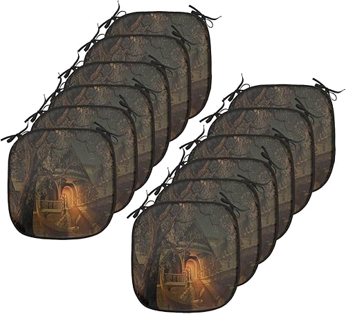 Miniatura 10 de Lunarable Cojín retro para silla, dibujo de chica a la moda en tierra primavera campo margaritas arte, acolchado de asiento para cocina y patio con