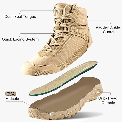 Miniatura 6 de FREE SOLDIER Botas de trabajo tácticas impermeables para hombre, ligeras, cómodas, botas de senderismo de combate