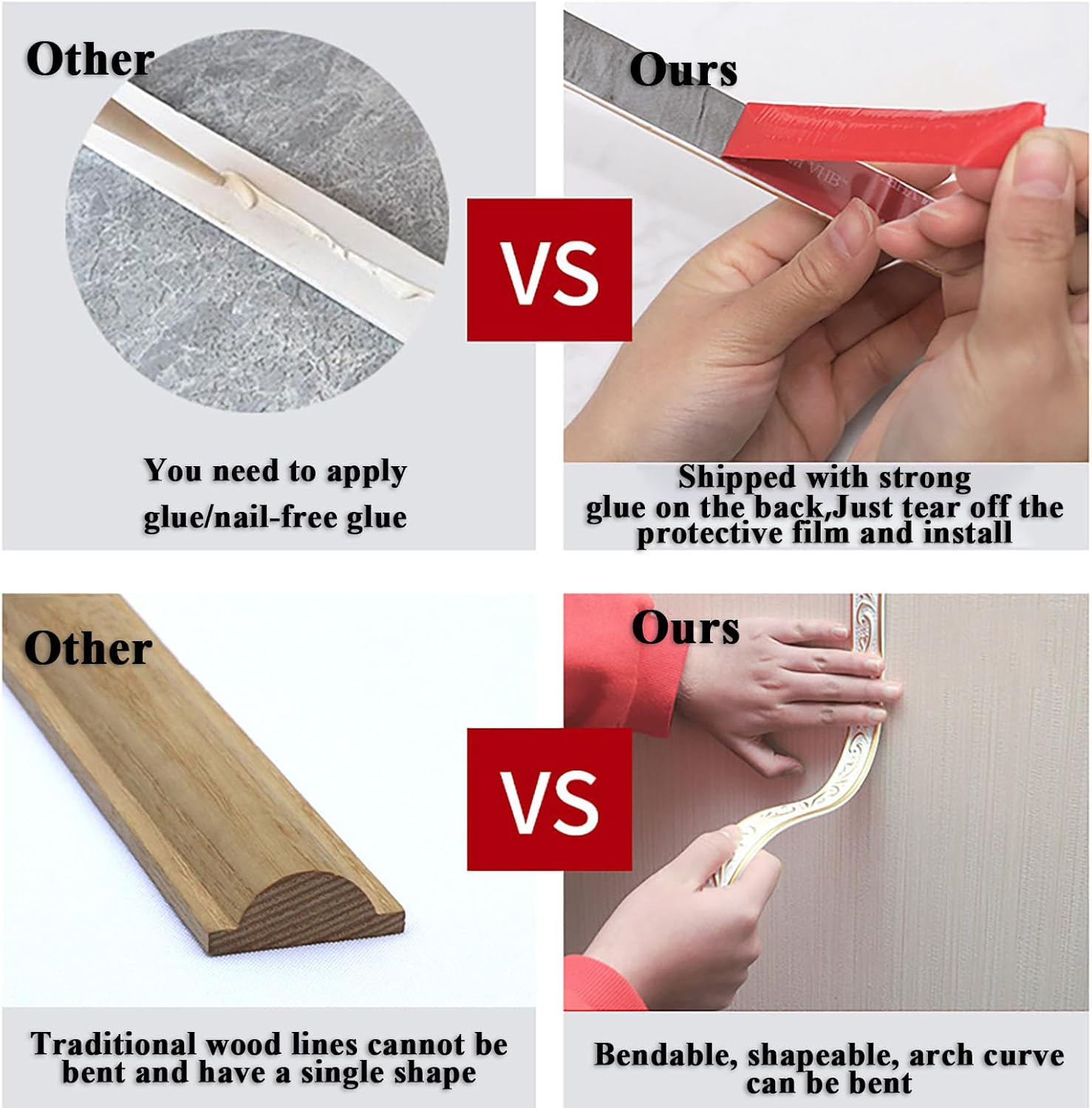 Flexible Modelling Crown Mouldings Trim,Peel and Stick Moulding Trim,Home Artistic Decorate,for Walls Edges, Borders, Window Frames, Backsplash Tiles, 5M,2 Roll(Color:J)