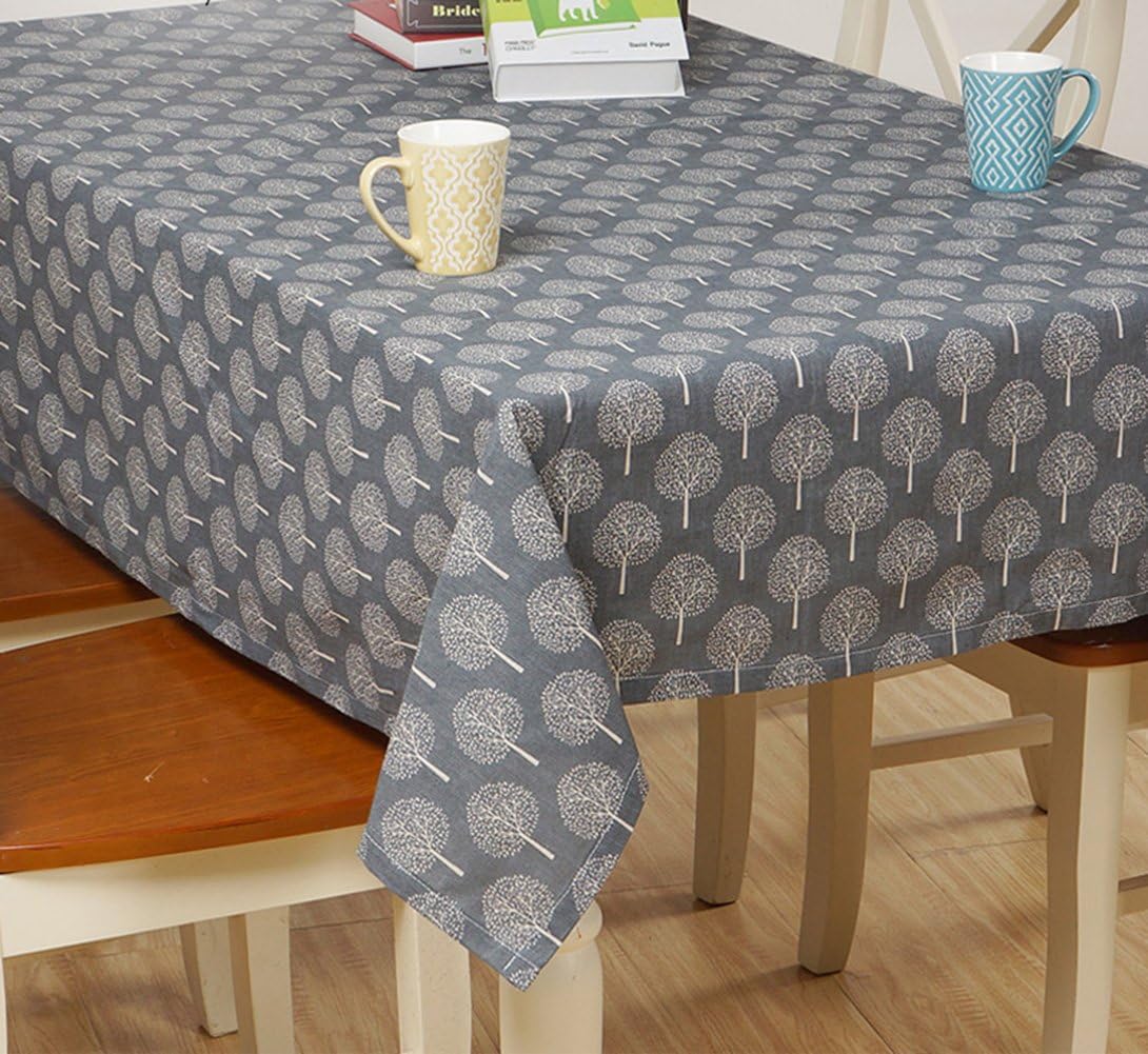 Fantastic homes Line Cotton Japanese Simple Style Traditional Life Tree Printed Style Small Tablecloth for Rectangle Table 35 x 35 inch Approx Blue