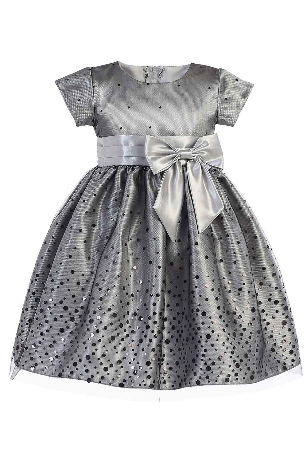 Pink Princess Christmas Dresses for Girls - Gold, Silver Baby Toddler Outfits - Made in USA (Silver, 7)