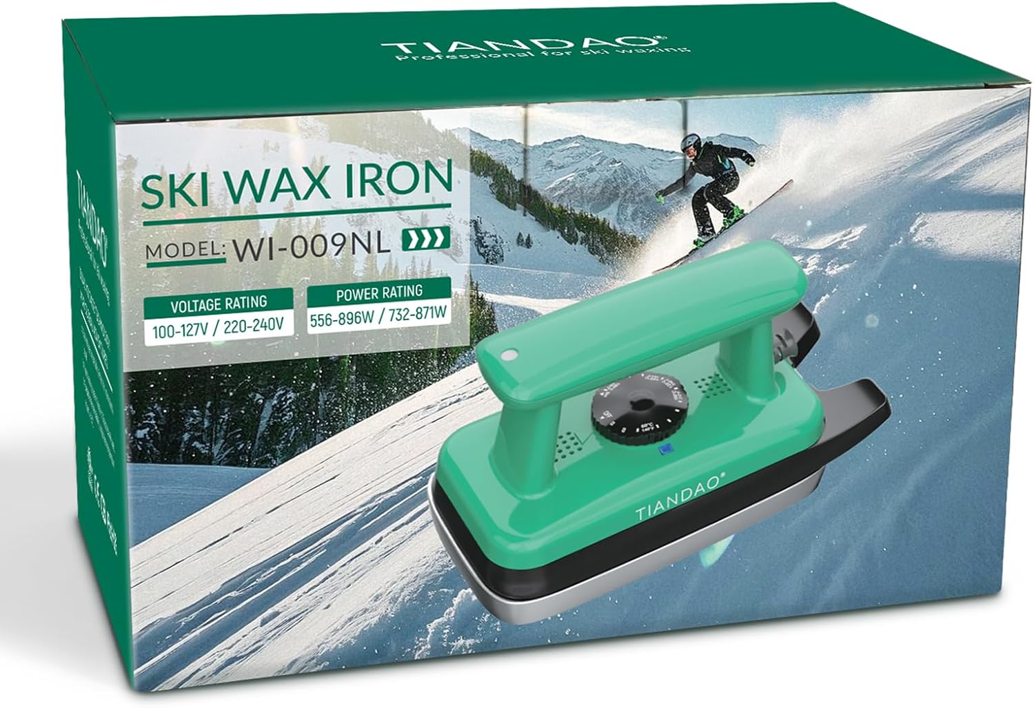 Ski Waxing Iron with Adjustable Temperature 100-127V 800W Portable Wax Tool for Snowboard, Alpine Nordic Skis Quick Heat-Up for Tuning and Maintenance