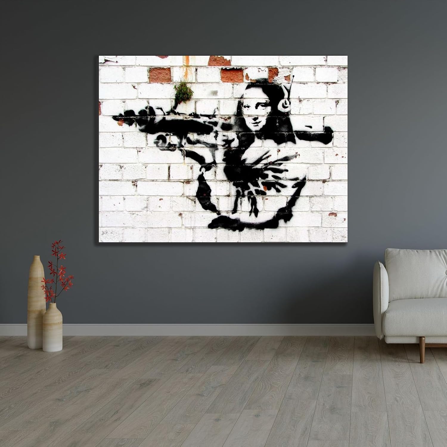 ArtDirect Noel Street, Soho, London (graffiti attributed to Banksy) Custom Framed Art Print Giclee Print or Canvas Options with Various Sizes and Customization by Anonymous (attributed to Banksy)