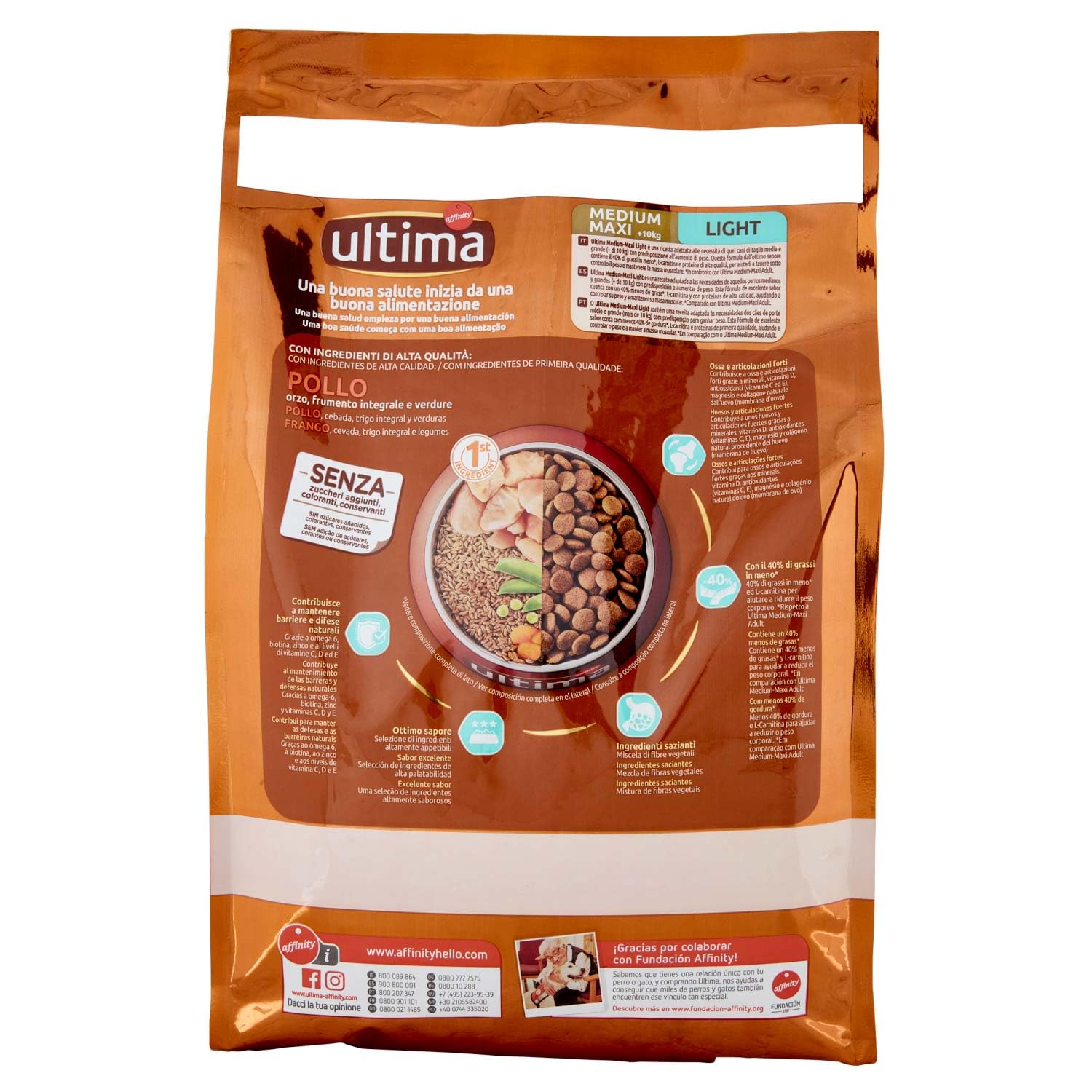 Ultima Żywność dla psów Medium Maxi Light z kurczakiem, 2200g