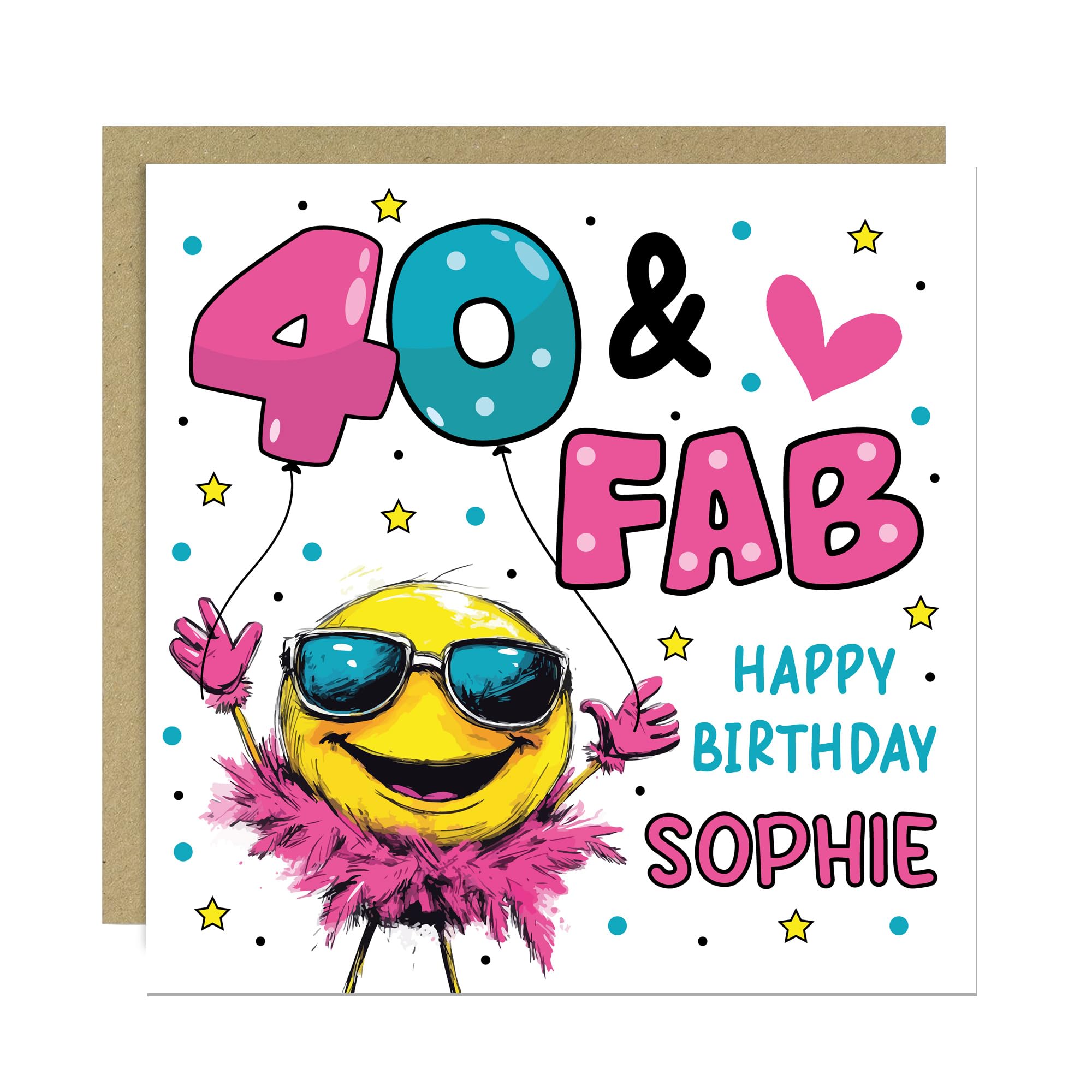 RED OCEAN Personalised 40th Birthday Card For Women 40 And Fab With Kraft Envelope Funny 40th Birthday Cards For Mum Auntie Best Friend Sister Her