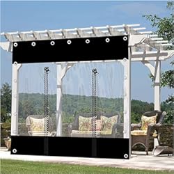 Chapa Imitacion Teja WZYJLyds Cortinas de Lona Exterior, Lona Alquitranada Impermeable de PVC de 0.5mm con Ojales, Pérgola, Patio, Porche, Cenador, Paneles Laterales de Lona Transparente, con Cremallera