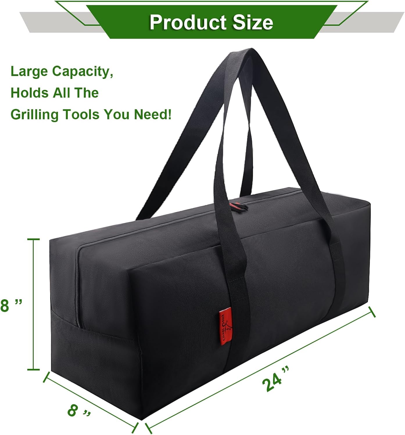 Extra Thick 24" Storage Bag Grill Tool Organizer Pro, BBQ Tool Heavy Duty Storage Bag, Double Layer 600D Oxford Cloth Waterproof (2x Thickness), Foldable Design, Camping, Tailgating, BBQ Party Gift