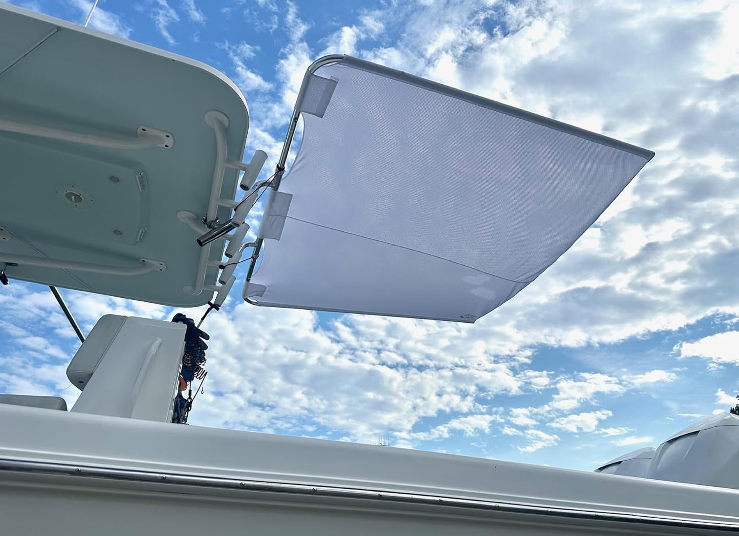 7 x 6 White SS200 Dual Rod Holder Stern Boat Center Console Sun Shade
