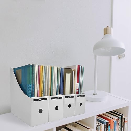 Miniatura 4 de Limitliho Paquete de 24 Soportes para Archivos de Revistas de Cartón Blanco para Escritorio, Estantes, Oficina u Hogar, Contenedores Verticales
