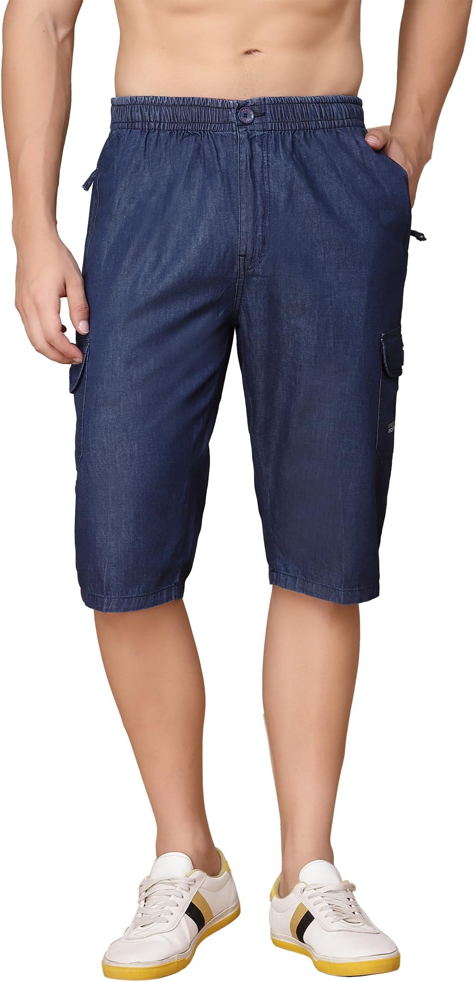 SAPPERMens Cotton Three Fourth Capri Shorts with Cargo Pockets D Cap- 501