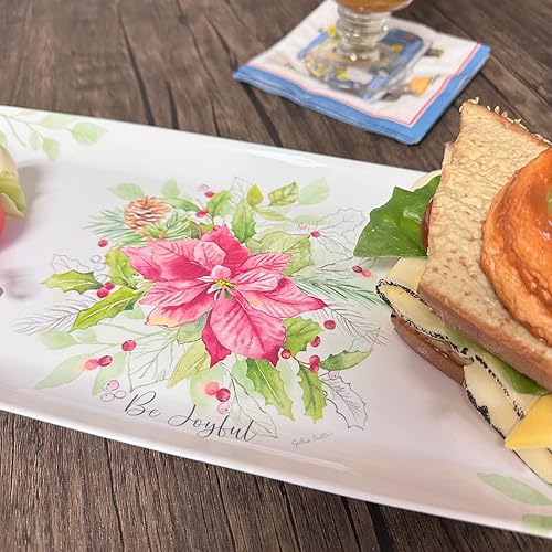 Miniatura 7 de UP ware Bandeja rectangular de melamina de 15 pulgadas, bandeja de alimentos sin BPA (Joyful Holiday)