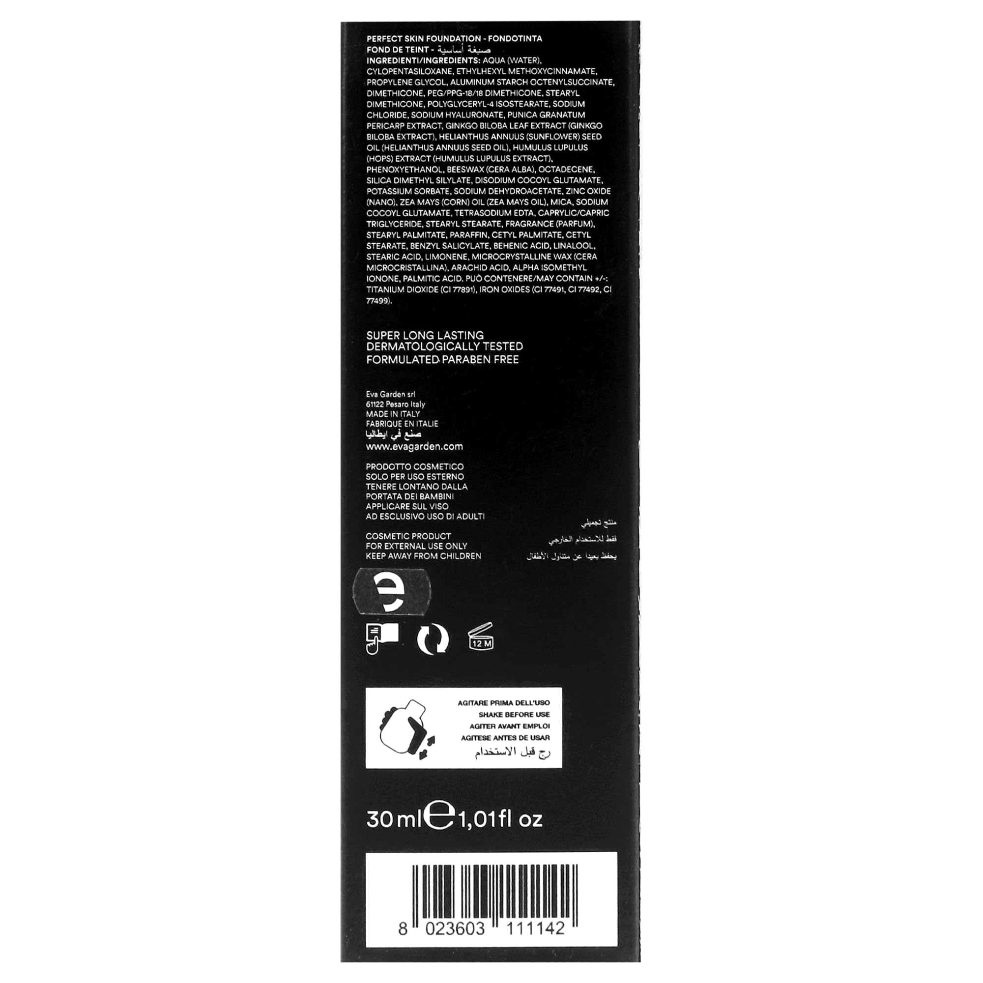 EVAGARDEN Perfect Skin Foundation - Textura suave que garantiza una excelente cobertura y acabado natural - Reduce visiblemente los signos del envejecimiento - Suaviza e hidrata tu epidermis- 234